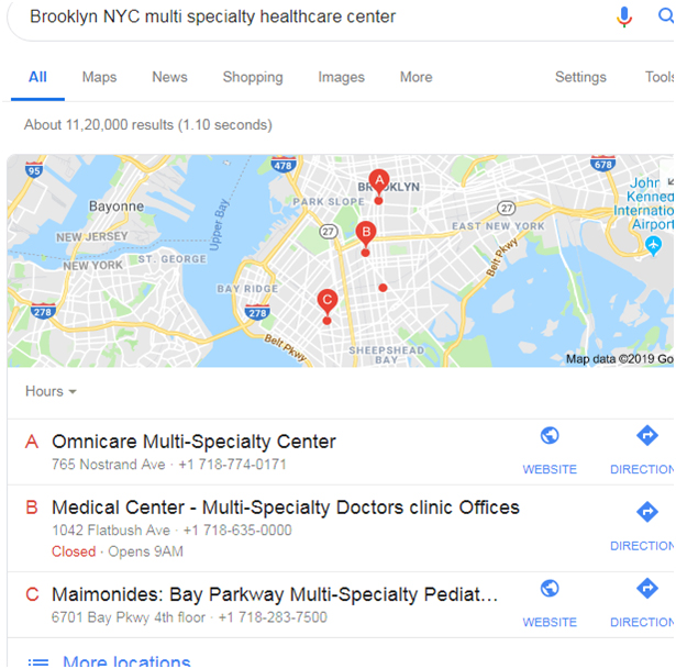 •	Make sure your healthcare website is listed on Google My Business