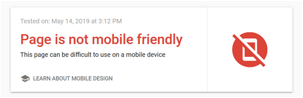page not mobile friendly
