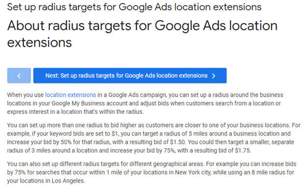 Radius targeting