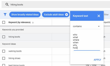 keyword planner