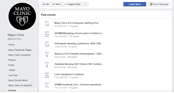 Facebook Events page 