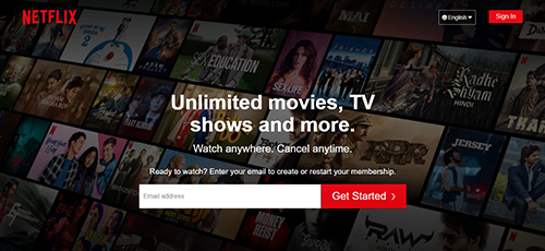 best landing page Netflix