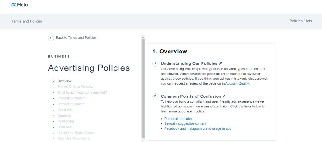 important facebook ads policies