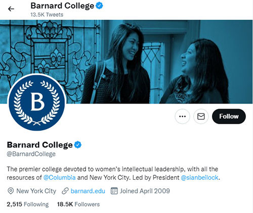 Barnard College Twitter