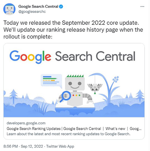 Google Search Central September 2022