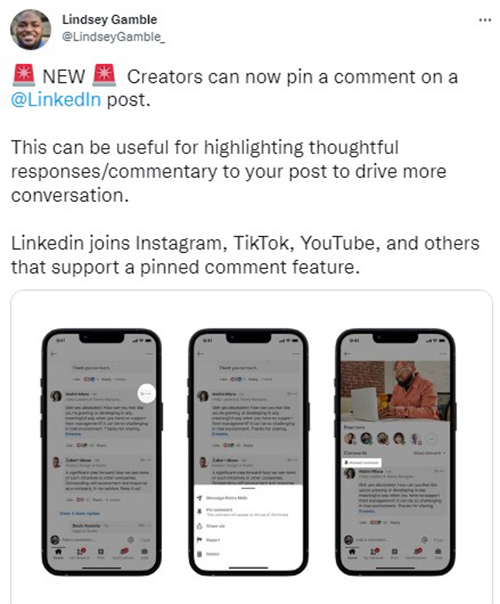 Pinned Comments Linkedin