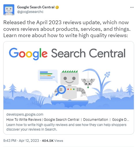 April 2023 Reviews Update Google Search Central