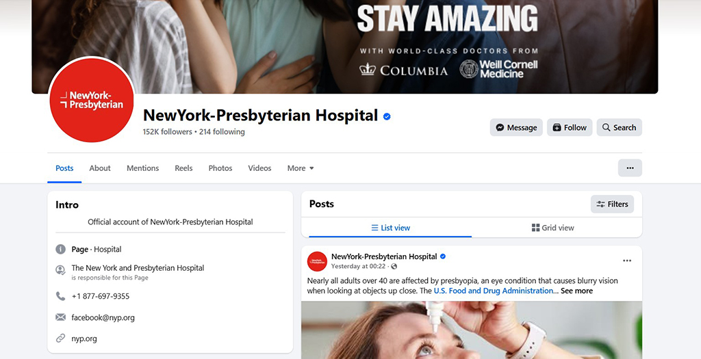 Facebook Newyork -Presbyterian