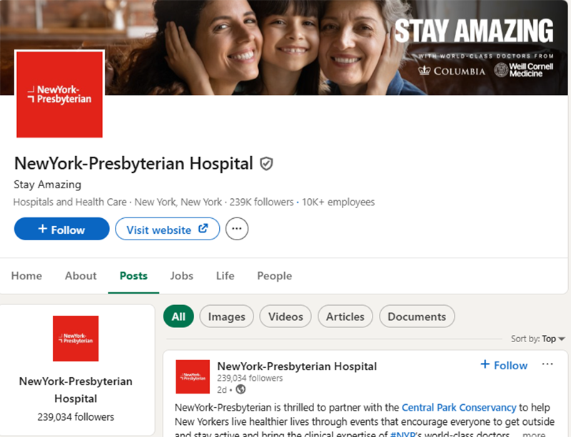 Linkedin New York Presbyterian Hospital