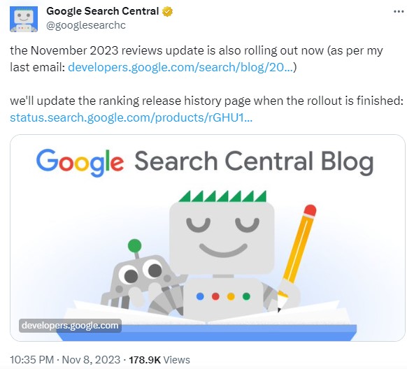 Google Search Central November 8 2023