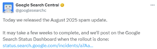 Google Search Central  August 2025 Spam Update
