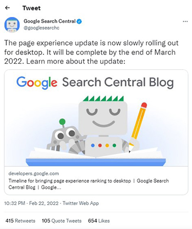 Google Rolling Out Page Experience Update On Desktop